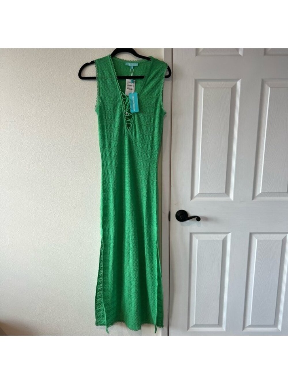 Melissa Odabash Crochet Kelly Green Swim Cover Up Maxi Dress Size Small NWT